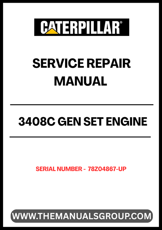 Discover the essential CAT 3408C Gen Set Engine Service Repair Manual, specifically designed for serial numbers 78Z04867 and up. This comprehensive guide is an invaluable resource for technicians and engineers, providing detailed instructions and insights to ensure optimal performance and longevity of your engine.