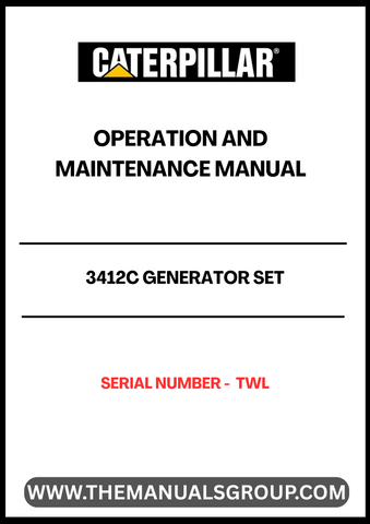 Discover the essential CAT 3412C Generator Set Operation and Maintenance Manual, specifically designed for serial number TWL. This comprehensive guide is your go-to resource for understanding the intricacies of your generator set, ensuring optimal performance and longevity. With clear instructions and detailed diagrams, you can easily navigate through operation procedures and maintenance tasks.