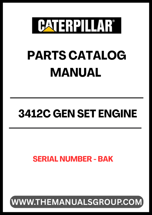 Discover the essential CAT 3412C Gen Set Engine Parts Catalog Manual, designed specifically for serial number BAK. This comprehensive manual serves as a vital resource for technicians and engineers, providing detailed diagrams and specifications to ensure accurate repairs and maintenance of your engine.