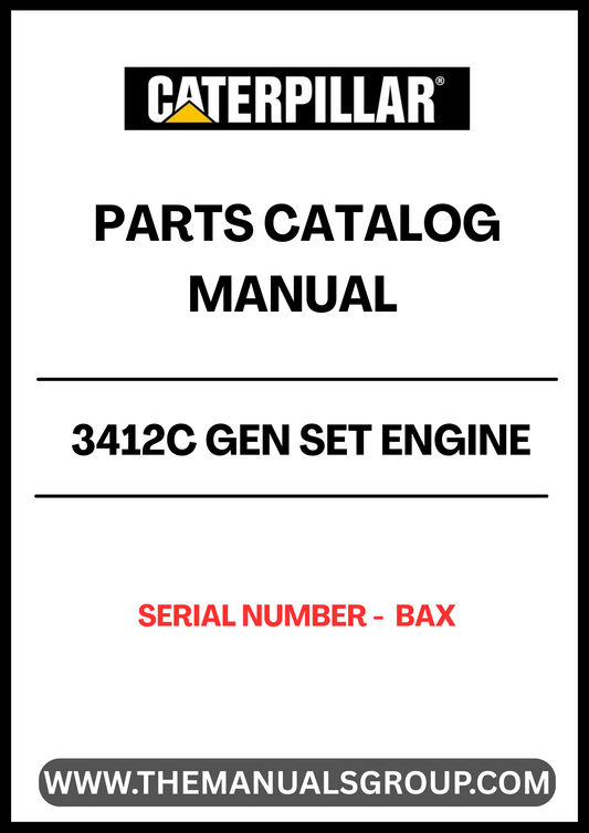 Discover the essential CAT 3412C Gen Set Engine Parts Catalog Manual, specifically designed for serial number BAX. This comprehensive manual serves as a vital resource for technicians and engineers, providing detailed information on parts, specifications, and maintenance procedures to ensure optimal performance of your engine.