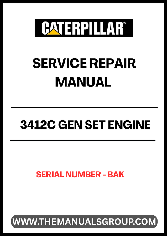 Discover the essential CAT 3412C Gen Set Engine Service Repair Manual, designed specifically for serial number BAK. This comprehensive guide is your go-to resource for maintaining and repairing your engine, ensuring optimal performance and longevity.