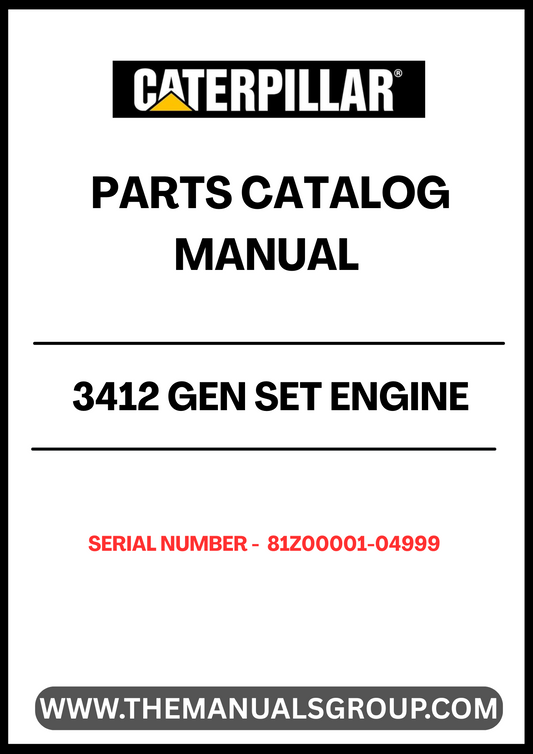Discover the essential CAT 3412 Gen Set Engine Parts Catalog Manual, specifically designed for serial numbers 81Z00001-04999. This comprehensive manual is your go-to resource for identifying and sourcing the right parts for your engine, ensuring optimal performance and longevity.