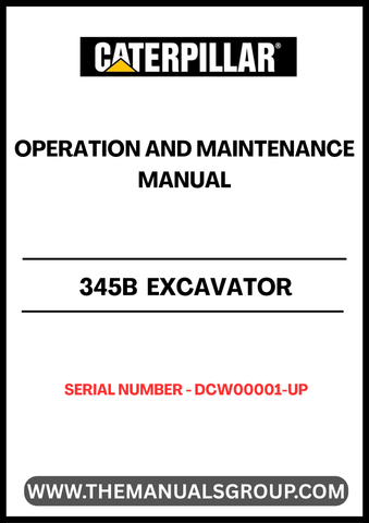 Discover the essential CAT 345B Excavator Operation and Maintenance Manual, specifically designed for models with serial number DCW00001 and powered by the reliable 3176 engine. This comprehensive guide is your go-to resource for understanding the intricacies of your excavator, ensuring optimal performance and longevity.