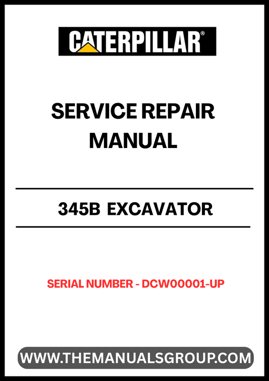 Enhance your maintenance capabilities with the CAT 345B Excavator Service Repair Manual, specifically designed for models with serial number DCW00001 and powered by the robust 3176 engine. This comprehensive guide provides detailed instructions and diagrams to ensure you can effectively troubleshoot and repair your excavator, minimizing downtime and maximizing productivity.