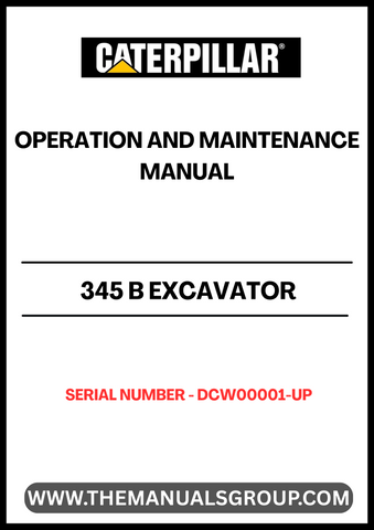 Enhance the performance and longevity of your CAT 345 B Excavator with the comprehensive Operation and Maintenance Manual, specifically designed for serial number DCW00001-UP. This essential guide provides detailed instructions and insights to ensure your equipment operates at peak efficiency, minimizing downtime and maximizing productivity.