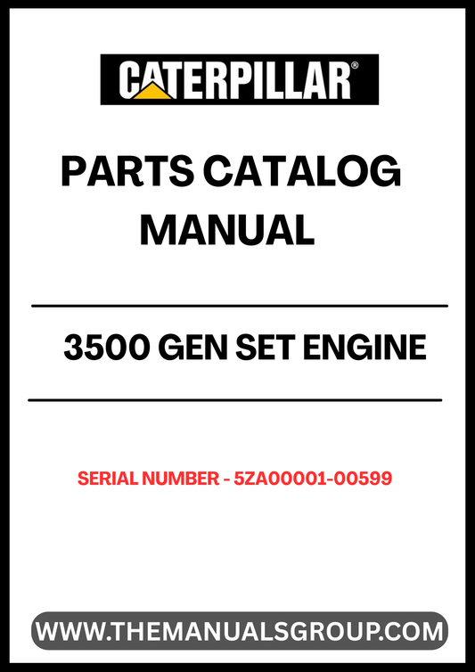 Discover the essential CAT 3500 Gen Set Engine Parts Catalog Manual, specifically designed for serial numbers 5ZA00001-00599. This comprehensive manual is your go-to resource for identifying and sourcing the right parts for your CAT 3500 engine, ensuring optimal performance and longevity.
