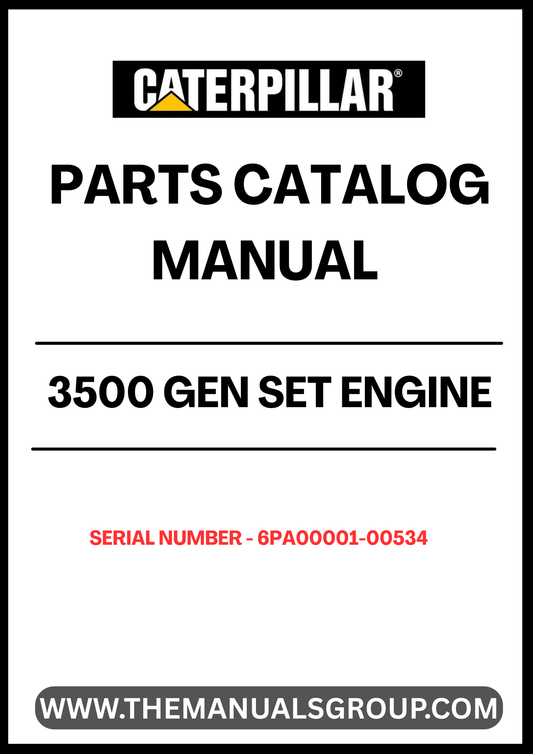 Discover the essential CAT 3500 Gen Set Engine Parts Catalog Manual, specifically designed for serial numbers 6PA00001-00534. This comprehensive manual serves as your go-to resource for identifying and sourcing the right parts for your CAT 3500 engine, ensuring optimal performance and longevity.