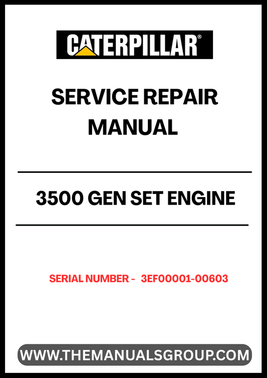 Ensure your CAT 3500 Gen Set Engine operates at peak performance with our comprehensive Service Repair Manual, specifically designed for serial numbers 3EF00001-00603. This manual is an essential resource for technicians and operators, providing detailed instructions and insights into maintenance and repair procedures.