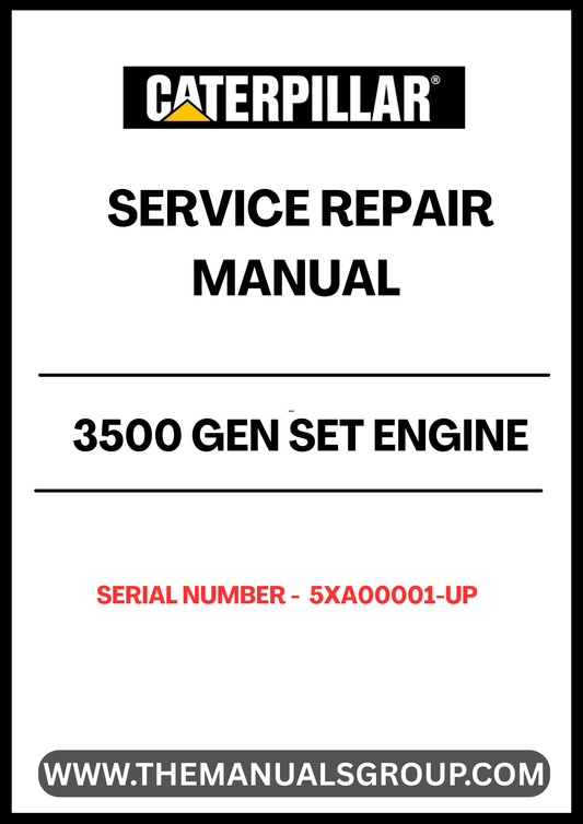 Unlock the full potential of your CAT 3500 Gen Set Engine with our comprehensive Service Repair Manual, specifically designed for serial numbers 5XA00001 and up. This manual is an essential resource for technicians and operators, providing detailed instructions and insights to ensure optimal performance and longevity of your engine.