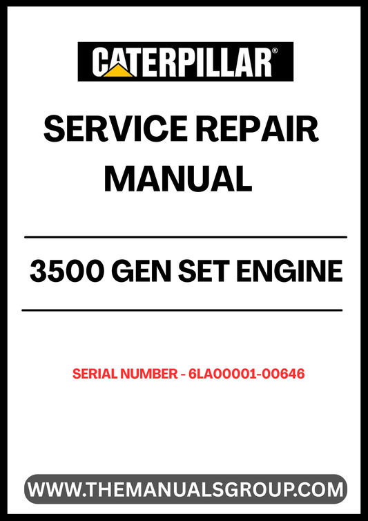 Discover the essential CAT 3500 Gen Set Engine Service Repair Manual, specifically designed for serial numbers 6LA00001-00646. This comprehensive guide is your go-to resource for maintaining and repairing your engine, ensuring optimal performance and longevity.