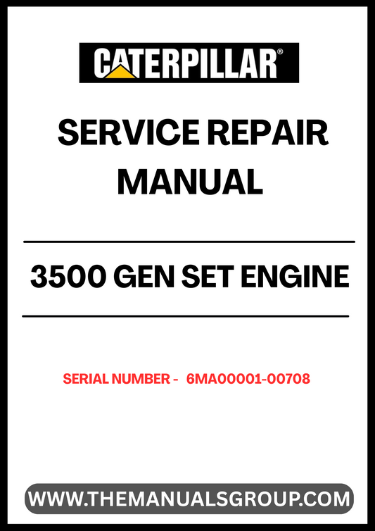 Unlock the full potential of your CAT 3500 Gen Set Engine with our comprehensive Service Repair Manual, specifically designed for serial numbers 6MA00001-00708. This manual is an essential resource for technicians and operators, providing detailed instructions and insights to ensure optimal performance and longevity of your engine.
