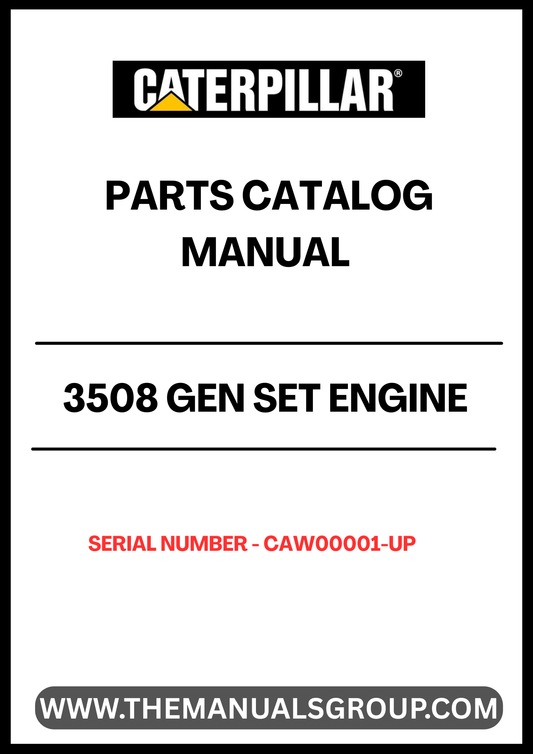 Discover the essential CAT 3508 Gen Set Engine Parts Catalog Manual, designed specifically for serial numbers CAW00001 and up. This comprehensive manual is your go-to resource for identifying and sourcing the right parts for your engine, ensuring optimal performance and longevity.
