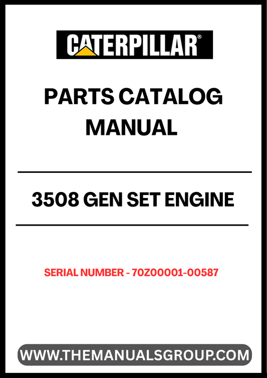 Discover the essential CAT 3508 Gen Set Engine Parts Catalog Manual, specifically designed for serial numbers 70Z00001-00587. This comprehensive manual is your go-to resource for identifying and sourcing the right parts for your engine, ensuring optimal performance and longevity.