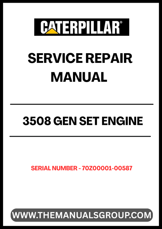 Discover the essential CAT 3508 Gen Set Engine Service Repair Manual, designed specifically for serial numbers 70Z00001-00587. This comprehensive guide is your go-to resource for maintaining and repairing your engine, ensuring optimal performance and longevity.