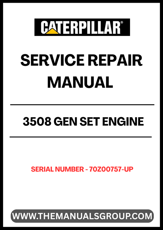 Discover the essential CAT 3508 Gen Set Engine Service Repair Manual, specifically designed for serial numbers 70Z00757 and up. This comprehensive guide is an invaluable resource for technicians and engineers, providing detailed instructions and insights to ensure optimal performance and longevity of your engine.