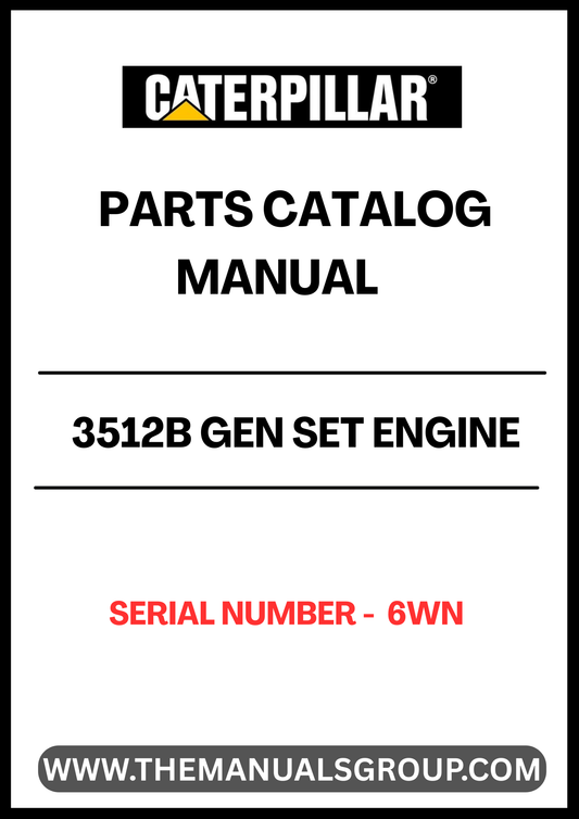 Discover the essential CAT 3512B Gen Set Engine Parts Catalog Manual, specifically designed for serial number 6WN. This comprehensive manual serves as a vital resource for technicians and engineers, providing detailed diagrams and specifications to ensure accurate maintenance and repairs.