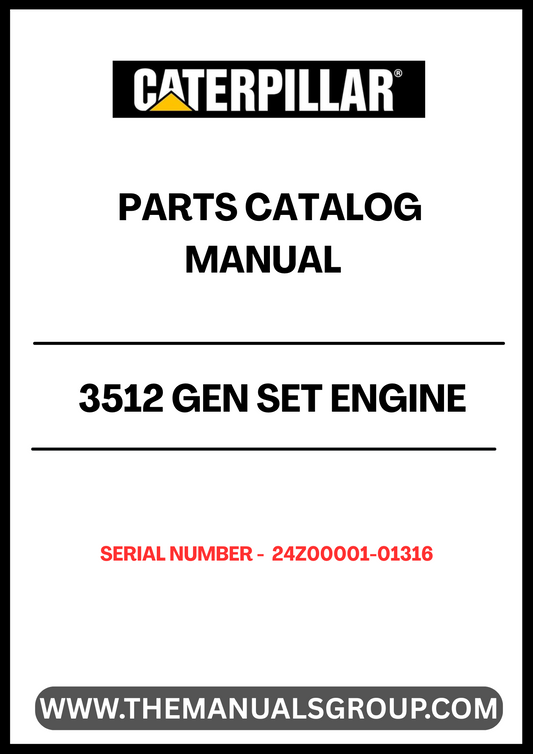 Enhance the performance and longevity of your CAT 3512 Gen Set with our comprehensive Engine Parts Catalog Manual, specifically designed for serial numbers 24Z00001-01316. This manual serves as an essential resource for identifying and sourcing the right parts, ensuring your engine operates at peak efficiency.