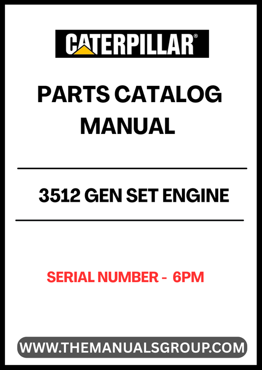Discover the essential CAT 3512 Gen Set Engine Parts Catalog Manual, specifically designed for serial number 6PM. This comprehensive manual serves as a vital resource for technicians and engineers, providing detailed information on parts, specifications, and maintenance procedures to ensure optimal performance of your engine.