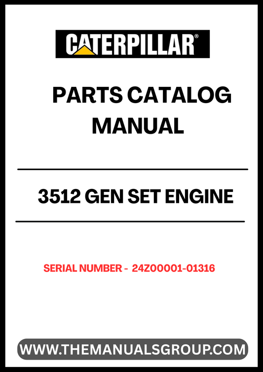 Enhance the performance and longevity of your CAT 3512 Gen Set with our comprehensive Engine Parts Catalog Manual, specifically designed for serial numbers 24Z00001-01316. This manual serves as an essential resource for identifying and sourcing the right parts, ensuring your engine operates at peak efficiency.