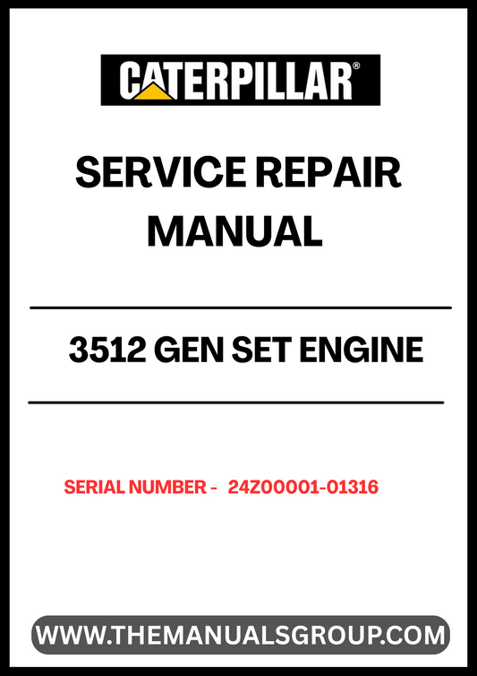 Unlock the full potential of your CAT 3512 Gen Set Engine with our comprehensive Service Repair Manual, specifically designed for serial numbers 24Z00001-01316. This manual is an essential resource for technicians and operators, providing detailed instructions and insights to ensure optimal performance and longevity of your engine.
