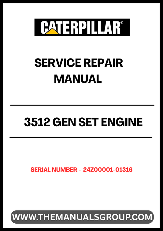 Ensure your CAT 3512 Gen Set Engine operates at peak performance with our comprehensive Service Repair Manual, specifically designed for serial numbers 24Z00001-01316. This manual is an essential resource for technicians and operators, providing detailed instructions and insights into maintenance and repair procedures.