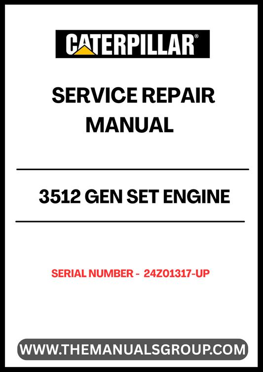 Unlock the full potential of your CAT 3512 Gen Set Engine with our comprehensive Service Repair Manual, specifically designed for serial numbers 24Z01317 and up. This manual is an essential resource for technicians and operators, providing detailed instructions and insights to ensure optimal performance and longevity of your engine.