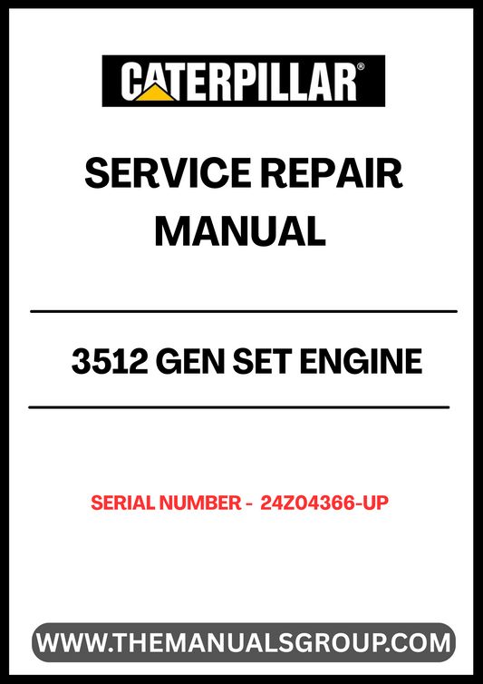 Enhance the performance and longevity of your CAT 3512 Gen Set Engine with our comprehensive Service Repair Manual, specifically designed for serial numbers 24Z04366 and up. This manual is an essential resource for technicians and operators, providing detailed instructions and insights to ensure your engine runs smoothly and efficiently.