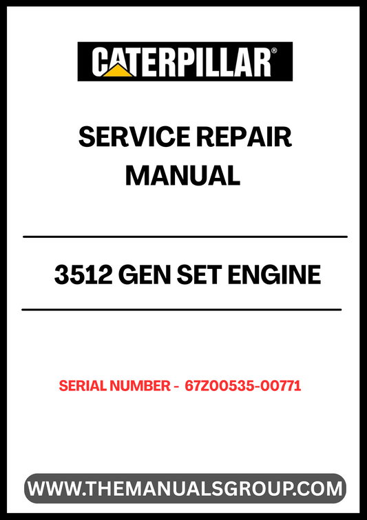  Ensure your CAT 3512 Gen Set Engine operates at peak performance with our comprehensive Service Repair Manual, specifically designed for serial numbers 67Z00535-00771. This manual is an essential resource for technicians and operators, providing detailed instructions and insights for effective maintenance and repair.