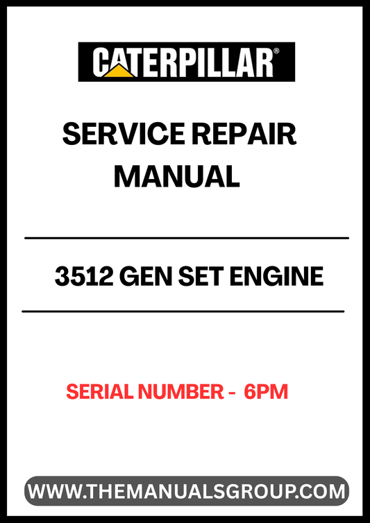 Discover the essential CAT 3512 Gen Set Engine Service Repair Manual, specifically designed for serial number 6PM. This comprehensive guide is your go-to resource for maintaining and repairing your engine, ensuring optimal performance and longevity.