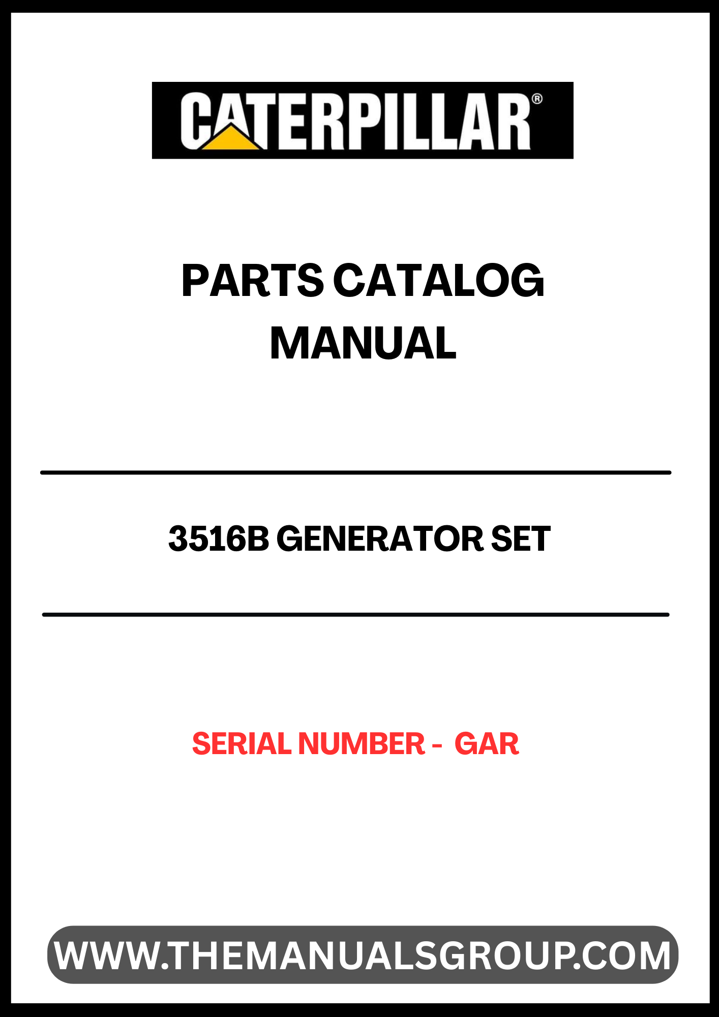 Discover the essential CAT 3516B Generator Set Parts Catalog Manual, designed specifically for your generator's serial number GAR. This comprehensive manual serves as a vital resource for maintenance and repair, ensuring your equipment operates at peak performance.