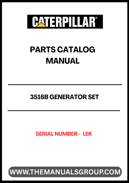Discover the essential CAT 3516B Generator Set Parts Catalog Manual, specifically designed for serial number LEK. This comprehensive manual serves as a vital resource for technicians and operators, providing detailed information on parts, specifications, and maintenance procedures to ensure optimal performance of your generator set.