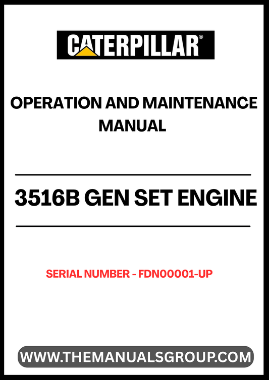 Discover the essential CAT 3516B Gen Set Engine Operation and Maintenance Manual, designed specifically for serial numbers FDN00001-UP. This comprehensive guide is your go-to resource for understanding the intricacies of your engine, ensuring optimal performance and longevity.