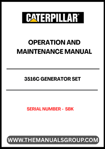Discover the essential CAT 3516C Generator Set Operation and Maintenance Manual, designed specifically for serial number SBK. This comprehensive guide provides detailed instructions and insights to ensure optimal performance and longevity of your generator set. With clear diagrams and step-by-step procedures, you can easily navigate through operation protocols and maintenance tasks.