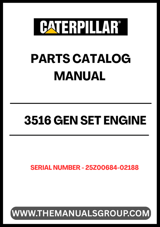 Discover the essential CAT 3516 Gen Set Engine Parts Catalog Manual, specifically designed for serial numbers 25Z00684-02188. This comprehensive manual serves as a vital resource for technicians and engineers, providing detailed information on parts, specifications, and maintenance procedures to ensure optimal performance of your engine.