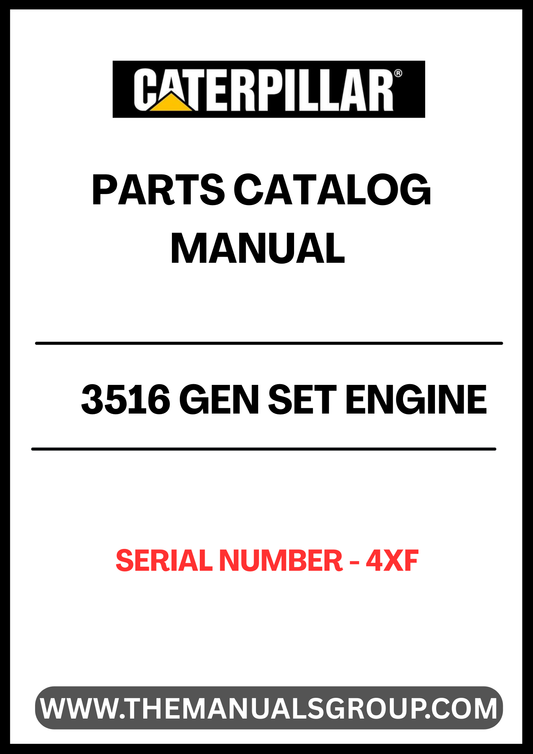 Discover the essential CAT 3516 Gen Set Engine Parts Catalog Manual, designed specifically for serial number 4XF. This comprehensive manual serves as a vital resource for technicians and engineers, providing detailed information on parts, specifications, and maintenance procedures to ensure optimal performance of your engine.