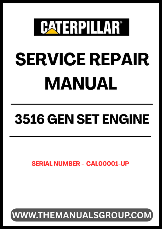 Discover the essential CAT 3516 Gen Set Engine Service Repair Manual, designed specifically for serial numbers CAL00001 and up. This comprehensive guide is your go-to resource for maintaining and repairing your engine, ensuring optimal performance and longevity. With detailed instructions and diagrams, you can tackle any service task with confidence.
