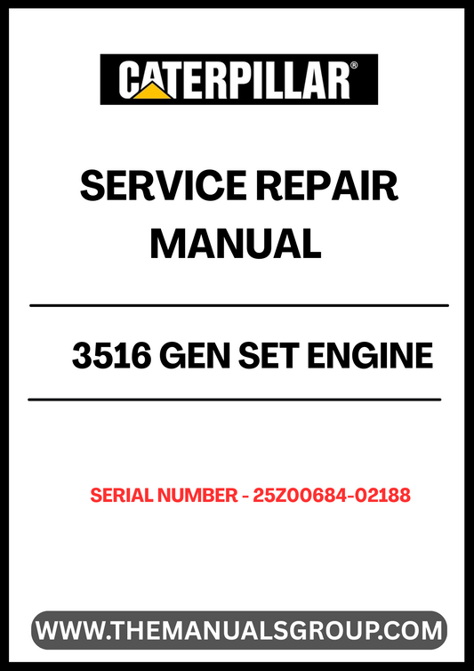 Discover the essential CAT 3516 Gen Set Engine Service Repair Manual, specifically designed for serial numbers 25Z00684-02188. This comprehensive guide is your go-to resource for maintaining and servicing your engine, ensuring optimal performance and longevity.