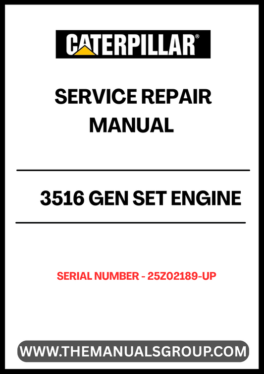 Ensure your CAT 3516 Gen Set engine operates at peak performance with our comprehensive Service Repair Manual, specifically designed for serial numbers 25Z02189 and up. This manual is an essential resource for technicians and operators, providing detailed instructions and insights to facilitate effective maintenance and repair.