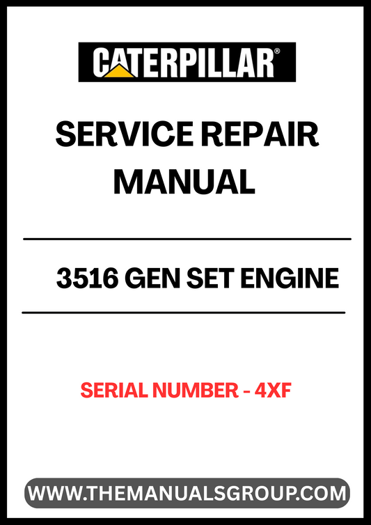 Discover the essential CAT 3516 Gen Set Engine Service Repair Manual, specifically designed for serial number 4XF. This comprehensive guide is your go-to resource for maintaining and repairing your engine, ensuring optimal performance and longevity.