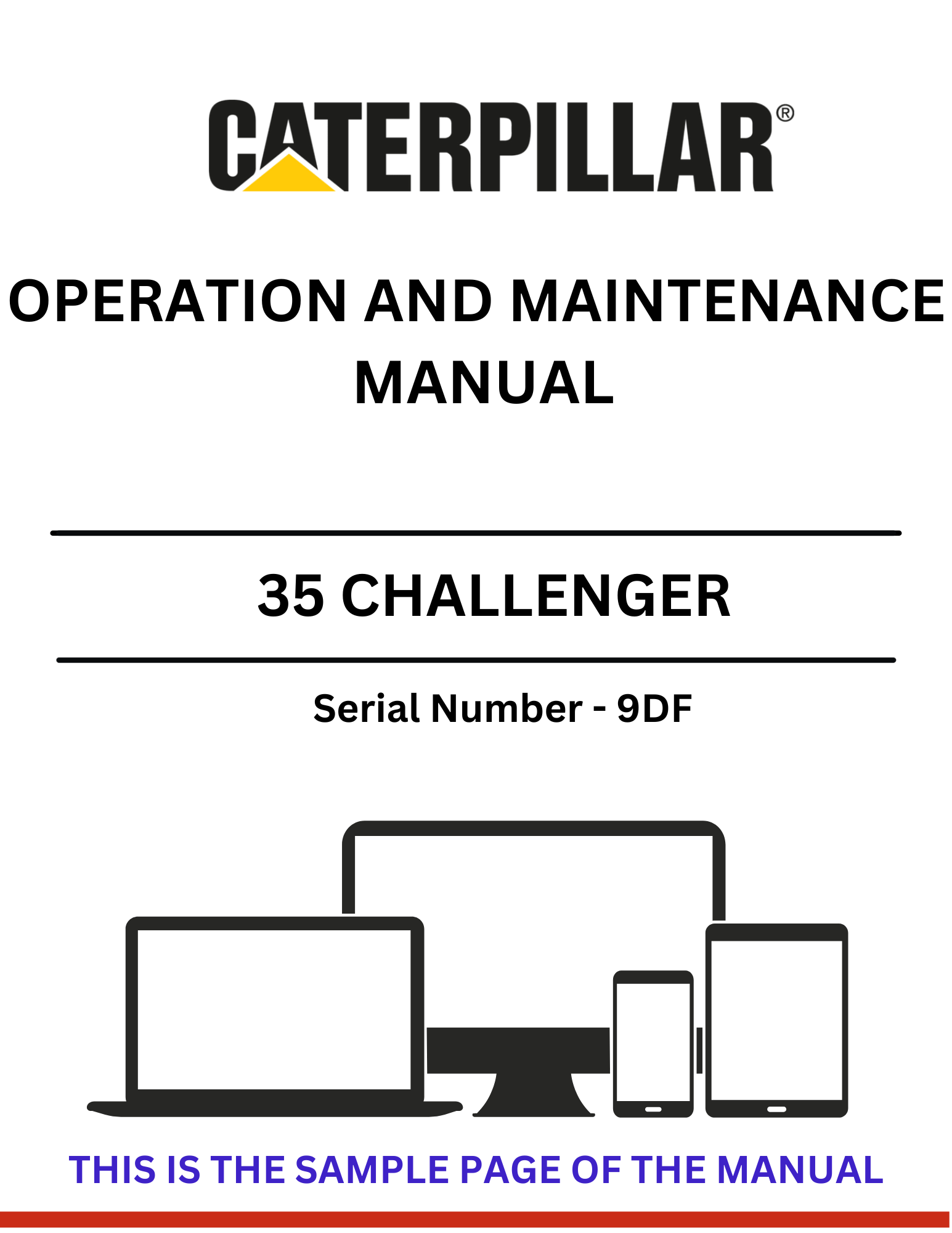 Discover the CAT 35 Challenger Operation and Maintenance Manual for S/N - 9DF. Access essential guidelines for optimal performance and upkeep of your equipment.