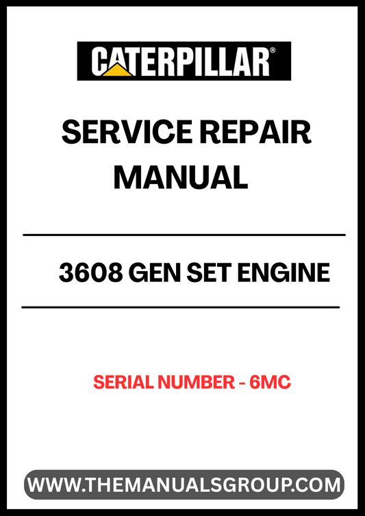 Discover the essential CAT 3608 Gen Set Engine Service Repair Manual, specifically designed for serial number 6MC. This comprehensive guide is an invaluable resource for technicians and engineers, providing detailed insights into the maintenance and repair of your CAT engine.