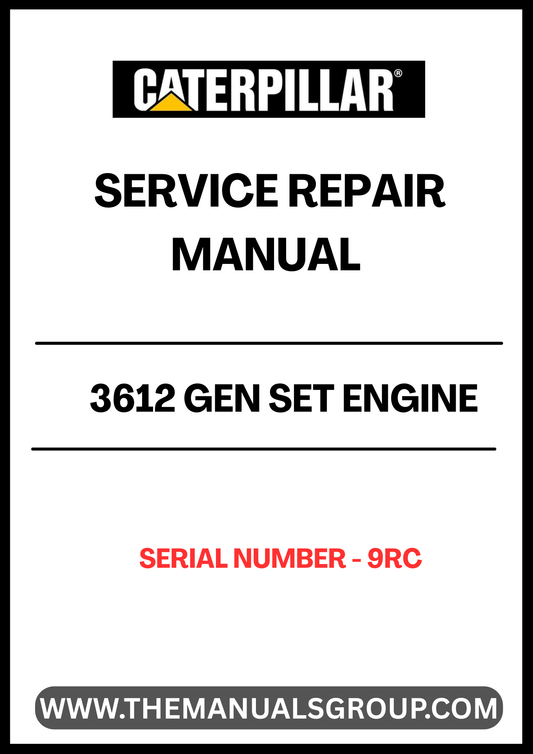 Discover the essential CAT 3612 Gen Set Engine Service Repair Manual, specifically designed for serial number 9RC. This comprehensive guide is your go-to resource for maintaining and repairing your engine, ensuring optimal performance and longevity. With detailed diagrams and step-by-step instructions, you can tackle any service task with confidence.