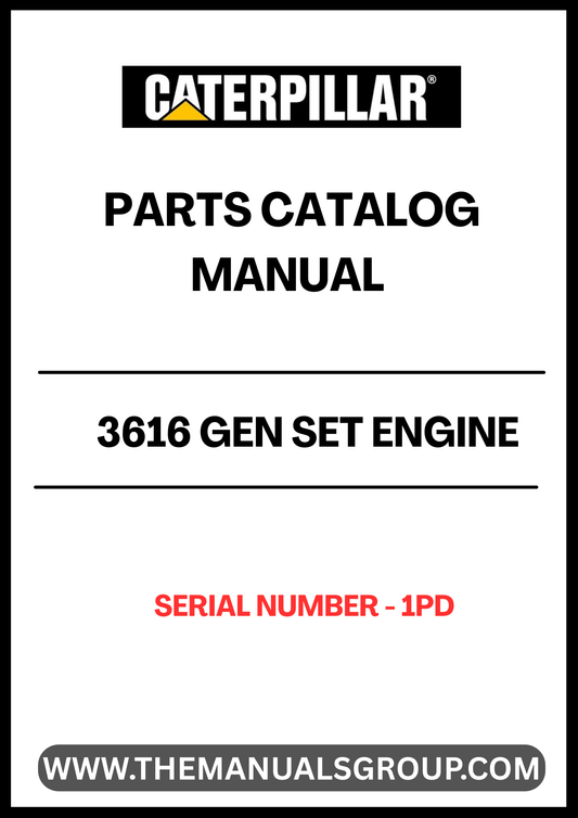 Discover the essential CAT 3616 Gen Set Engine Parts Catalog Manual, designed specifically for serial number 1PD. This comprehensive manual serves as a vital resource for technicians and engineers, providing detailed diagrams and specifications to ensure accurate repairs and maintenance of your engine.