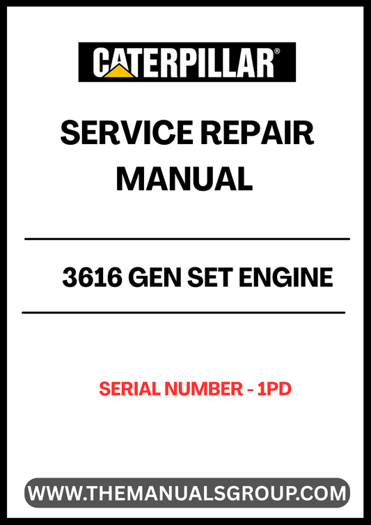 Discover the essential CAT 3616 Gen Set Engine Service Repair Manual, specifically designed for serial number 1PD. This comprehensive guide is your go-to resource for maintaining and repairing your engine, ensuring optimal performance and longevity. With detailed instructions and diagrams, you can tackle any service task with confidence.
