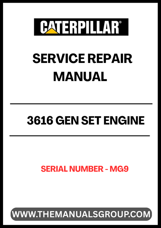 Ensure your CAT 3616 Gen Set Engine operates at peak performance with our comprehensive Service Repair Manual, specifically designed for serial number MG9. This manual is an essential resource for technicians and DIY enthusiasts alike, providing detailed instructions and insights for effective maintenance and repair.