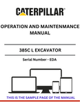 Discover the comprehensive CAT 385C L Excavator Operation and Maintenance Manual (S/N - EDA) for expert guidance on optimal performance and care.