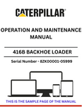 Discover the comprehensive operation and maintenance manual for the CAT 416B Backhoe Loader, powered by the 3054 engine. Essential for optimal performance.
