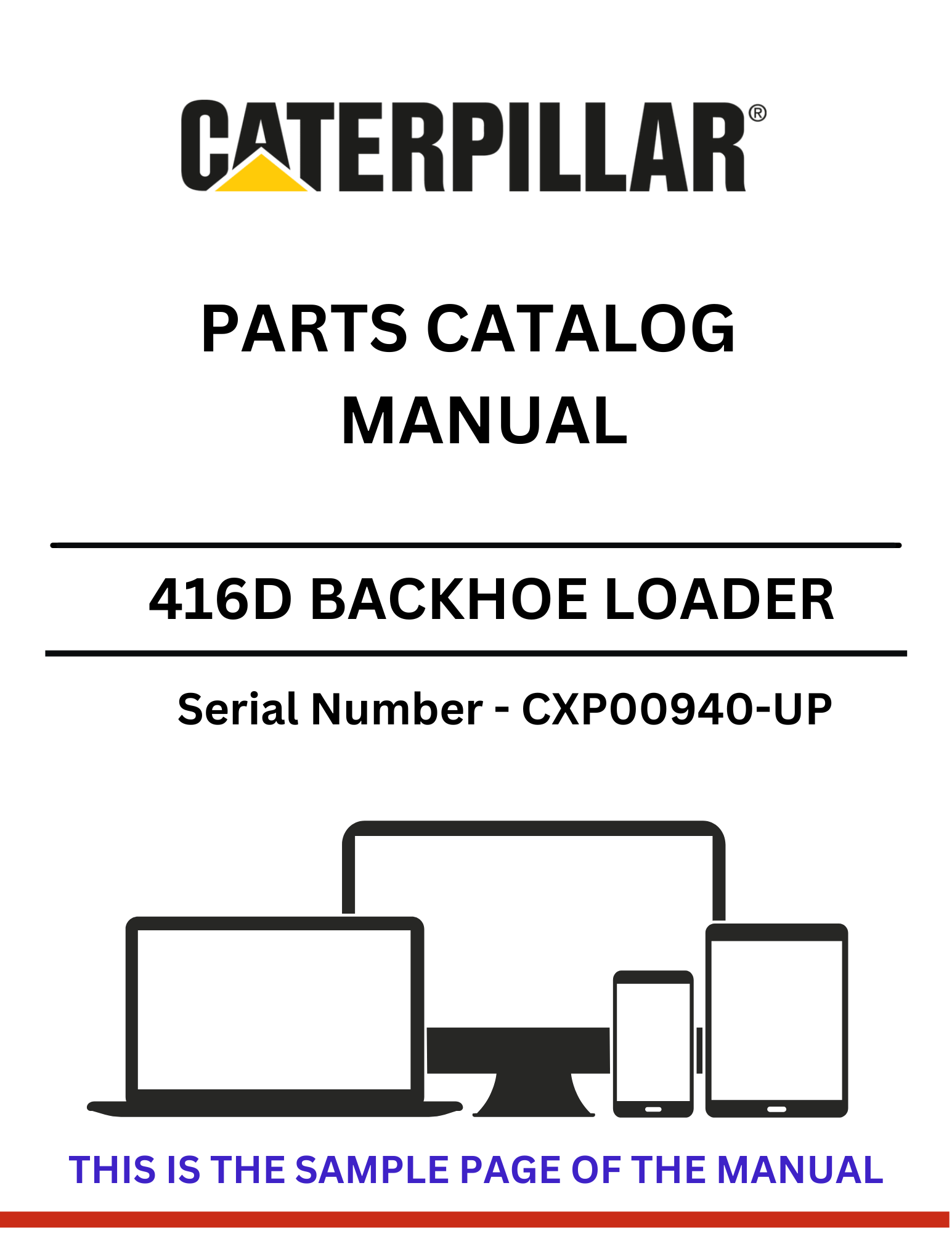 Discover the CAT 416D Backhoe Loader Parts Catalog Manual for S/N CXP00940-UP, featuring detailed information powered by the reliable 3054C engine.