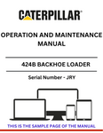 Discover the comprehensive CAT 424B Backhoe Loader Operation and Maintenance Manual (S/N - JRY). Ensure optimal performance and longevity of your equipment.