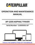  Access the CAT AP-1200 Asphalt Paver operation and maintenance manual (S/N 2JD00001-UP) to ensure efficient use and care of your equipment powered by a 6.354 engine.